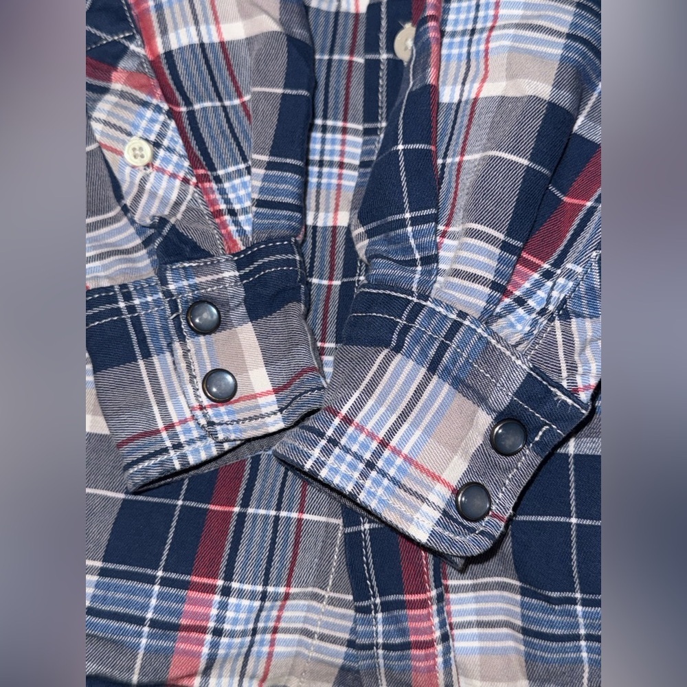 JACHS Boys Plaid Flannel Button-Down Shirt | 100% Cotton | Rule the World Patch - Picture 10 of 11